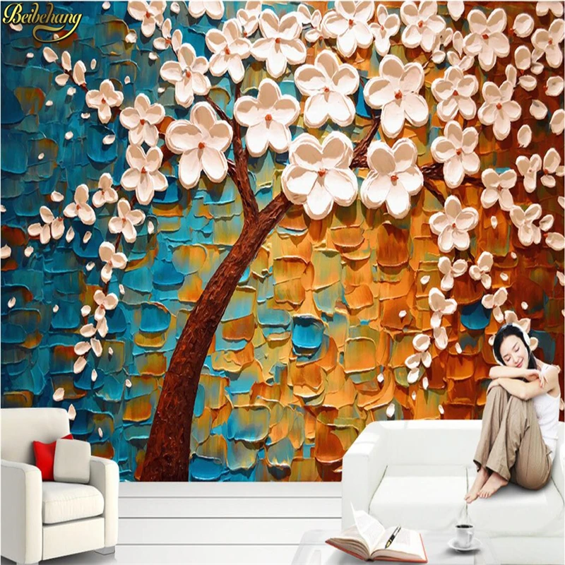 Пользовательские фото обои настенная наклейка белый цветок стерео столовые