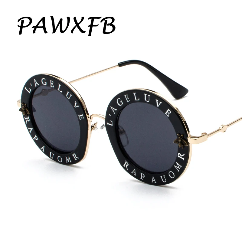 PAWXFB хит продаж Круглые Солнцезащитные очки женские брендовые дизайнерские буквы