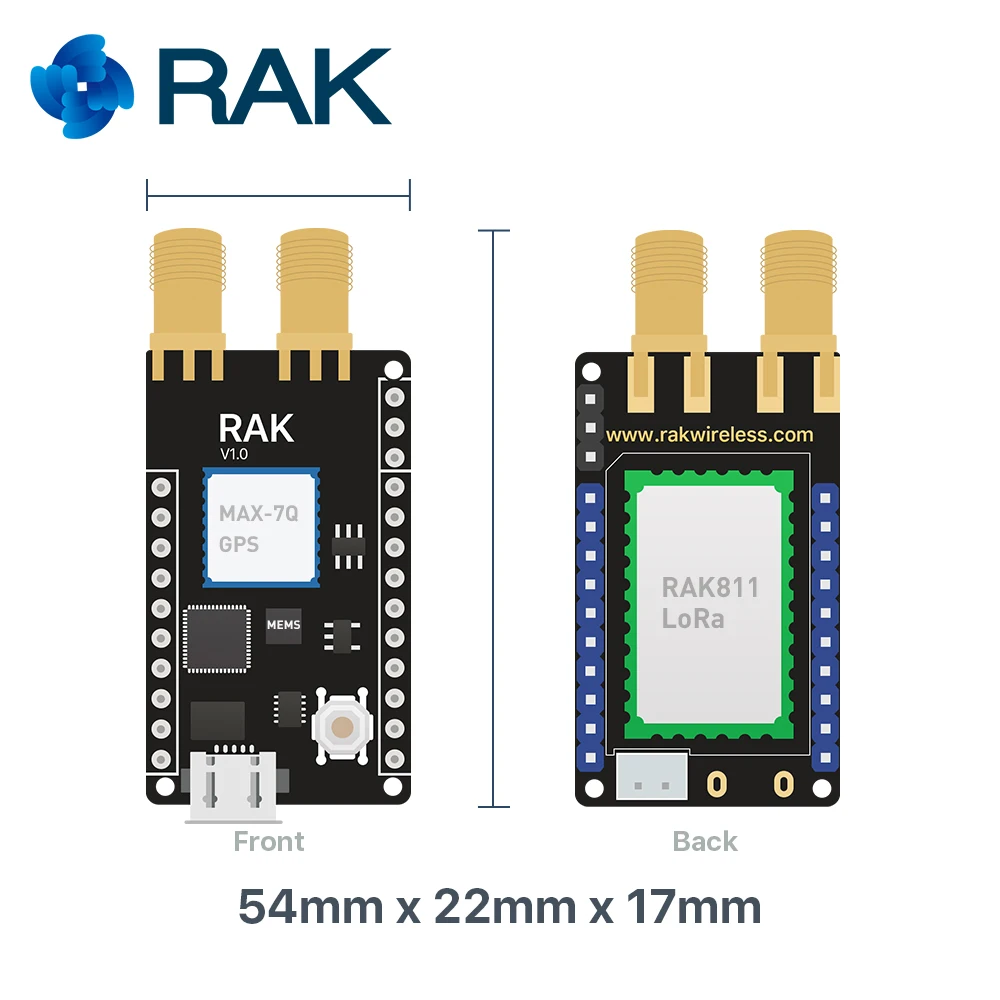 RAK811 LoRa трекер доска MAX 7Q gps Модуль и микроэлектромеханический датчик Беспроводной