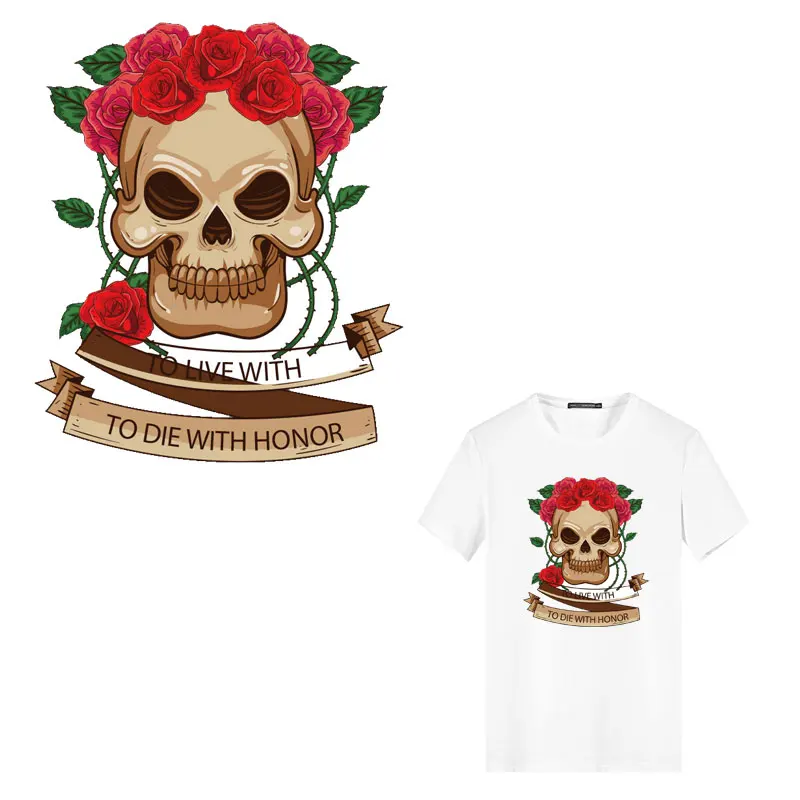 

Skull Patch for Clothing Sticker Military Heat Transfer Fusible Clothing Patches Clothing Applications Applique DIY T-shirt E