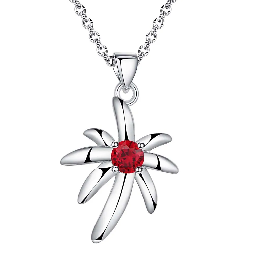 Ожерелье с подвеской из кокосового дерева красным камнем AN859|fashion necklace|jewelry