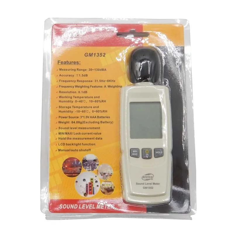 30-130dB цифровой измеритель уровня звука Тестер шума GM1352 in decibels ЖК-экран noisemeter с