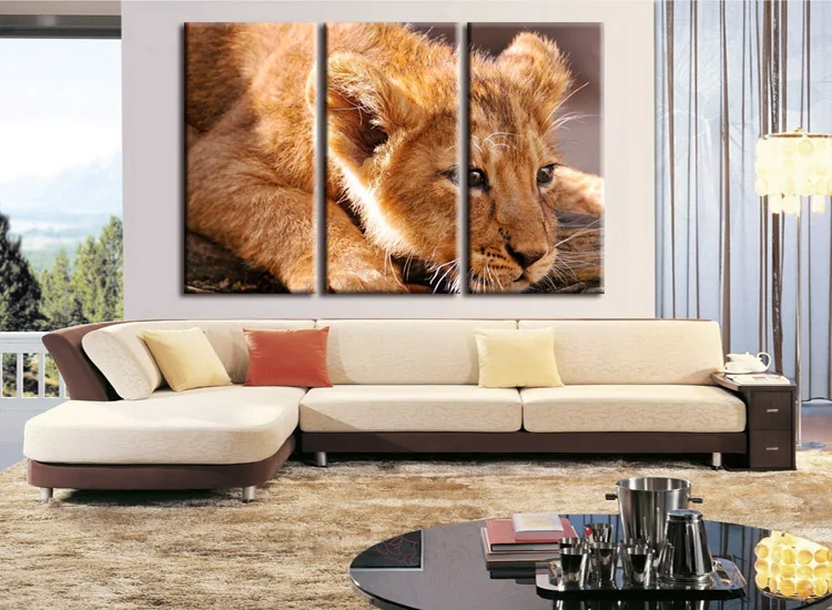 3 шт./компл. холст с изображением Льва картина плакат настенные картины для