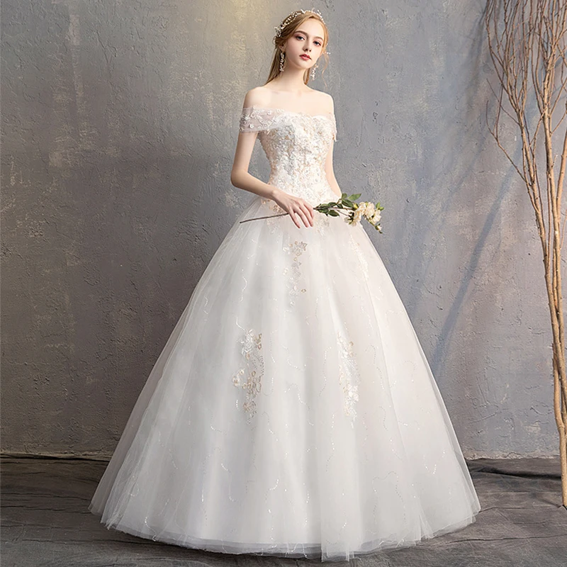 UDFSU Women Vintage Lace Wedding Gowns Off The Shoulder Up Dress Elegant Tulle Ball Gown Bridal | Свадьбы и торжества