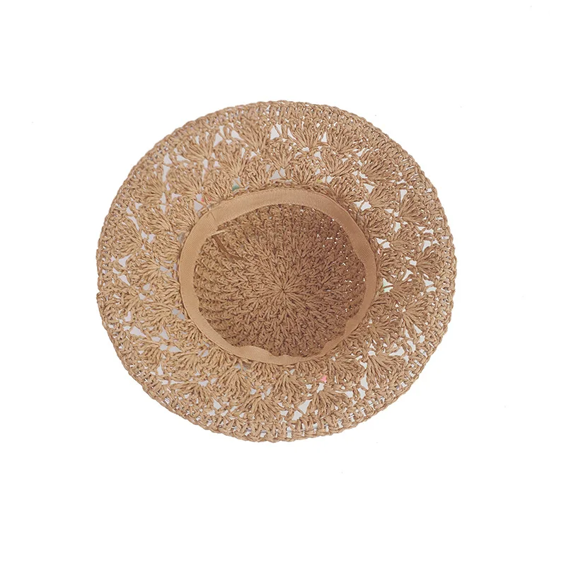 

Summer Children Sun Hat Handmade Straw Baby Girls Beach Hollow Sunshade Hat Colored balls Style Kids Travel Foldable Bucket Caps