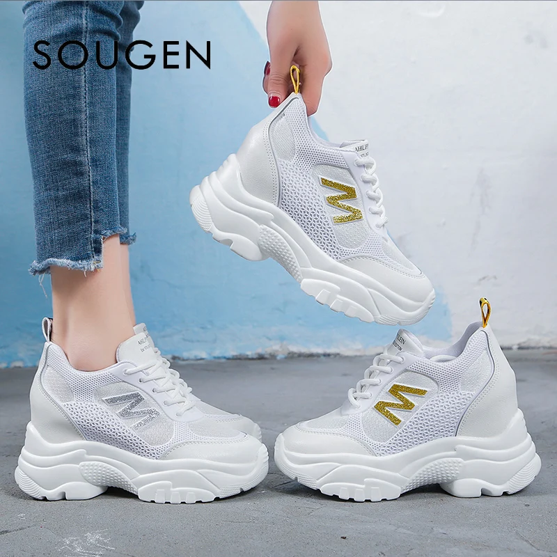 Женские кроссовки увеличивающие рост летние женские блестящие туфли на