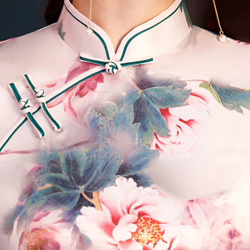 

Short Style Women's Knee Length Cheongsam Summer Chinese Rayon Slim Qipao Dress New Arrival Vestidos Size S M L XL XXL XXXL 4XL