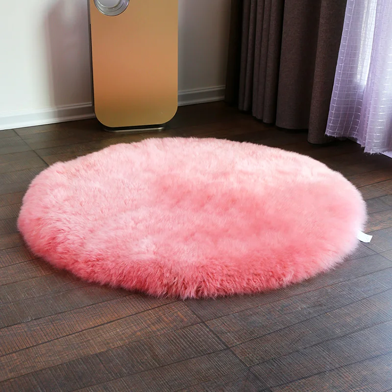 Большой круглый 100 см настоящий коврик из овчины для домашнего декора овечья кожа