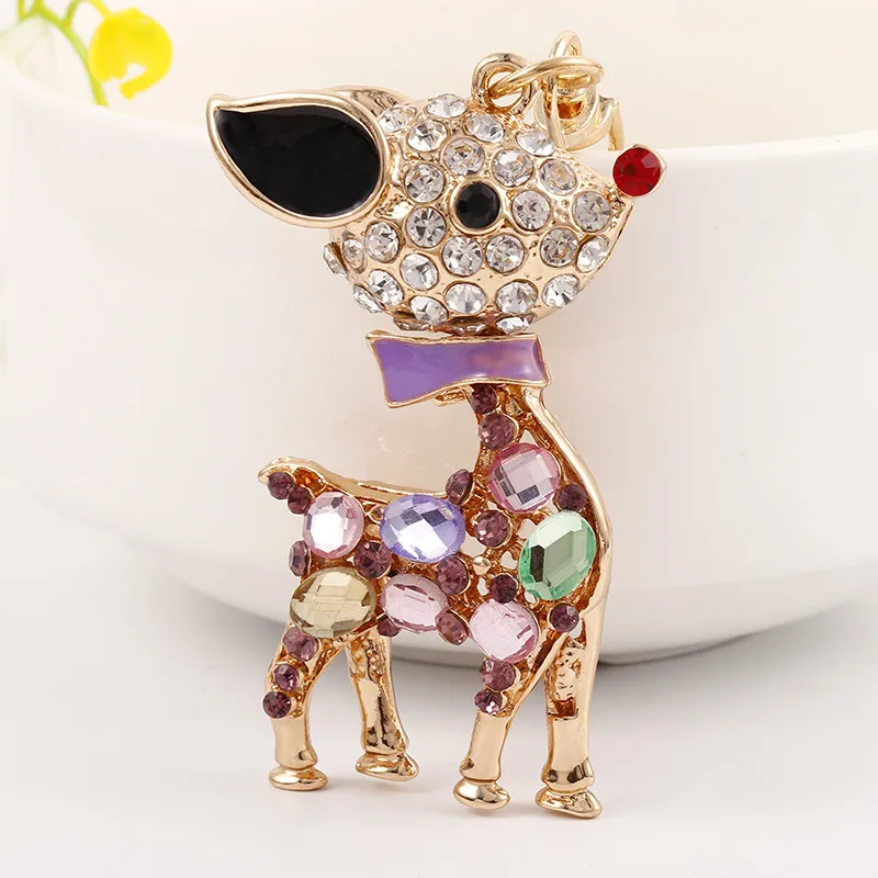 

2020 Crystal Deer Animal Keyring Key Holder Split Rings Unisex Keychain Organizer Accessories For Woman