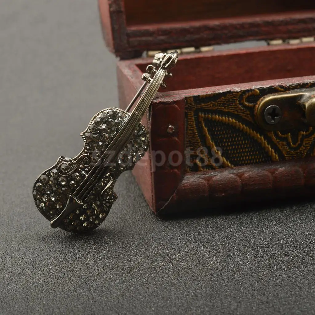 Модная креативная полнокристаллическая скрипичная музыкальная брошь для