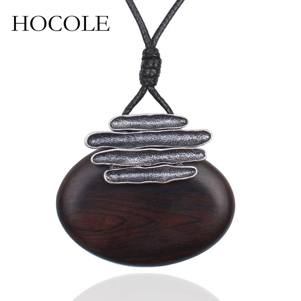 Женское винтажное длинное ожерелье HOCOLE овальные деревянные ожерелья и подвески