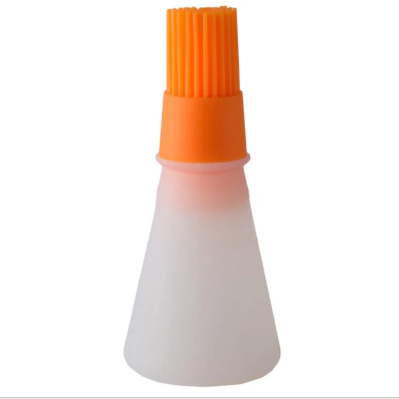 Orange Силиконовая бутылка для масла с щеткой, масло для барбекю, Диспенсер, бутылки для приготовления пищи, для выпечки, блинов, инструменты для барбекю, кухонные аксессуары для блинов - Цвет: Orange