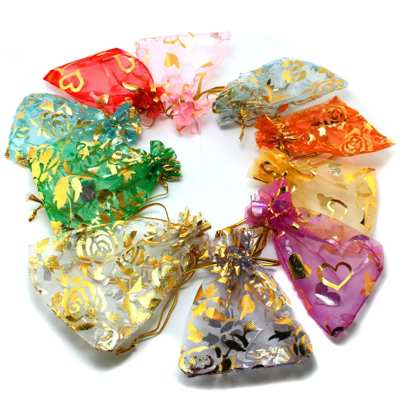 

New Promotion 10pcs/lot 7*9cm Random Mix Colors Jewelry Packing Drawable Organza Bags Wedding Gift Bags & Pouches PDB01-03