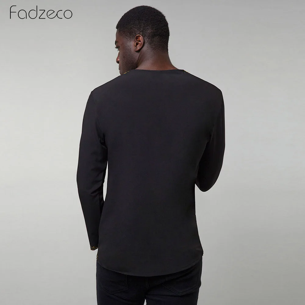 Fadzeco African Shirt For Men Dashiki Tribal Print 2019 Fashion V-Collar Long Sleeve Big Size Casual | Тематическая одежда и