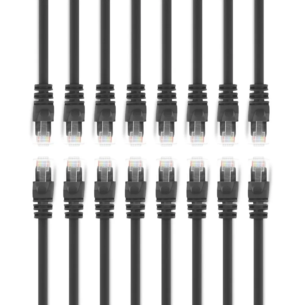 1 фут Ethernet кабель UTP черный CAT5 CAT5E RJ45 сетевой Патч корд Lan RJ 45 Компьютерные разъемы 16