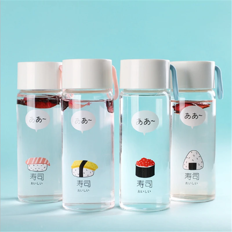 300 мл Экологически чистая стеклянная бутылка для воды с силиконовой веревкой