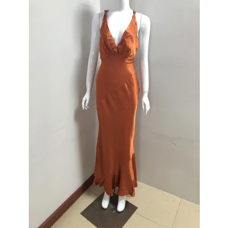 Модное атласное длинное платье русалка коктейльное знаменитости Элегантное