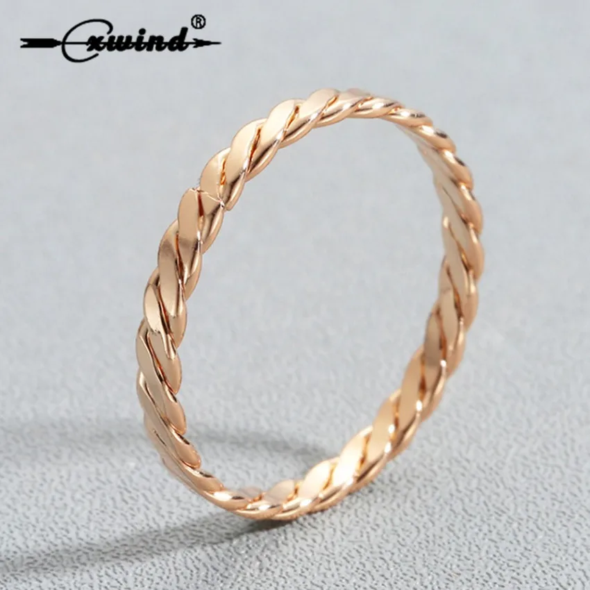 

Cxwind Endless Twisting Wave Rings for Women Engagement Knuckle Finger Ring Close Cross Jewelry Gift in Brass Gold Color Bijoux