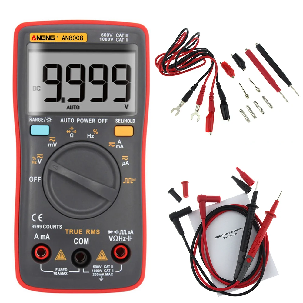 Цифровой мультиметр ANENG AN8008 True RMS 9999 отсчетов квадратная фоновая подсветка