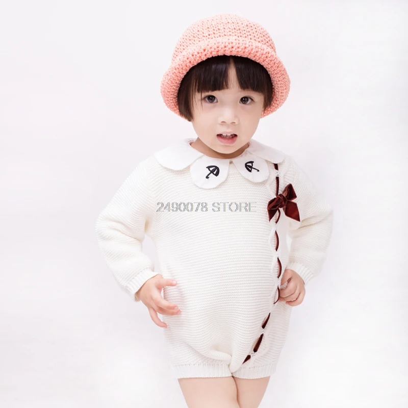 Осень 2020 комбинезон для новорожденных Вязаный мальчиков и девочек теплый