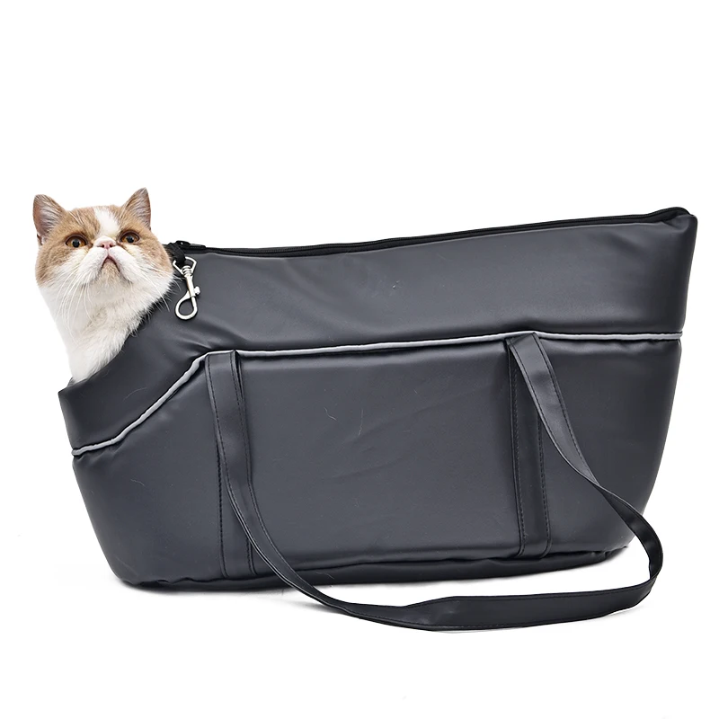 Переноска для домашних животных из искусственной кожи черная переноска собак