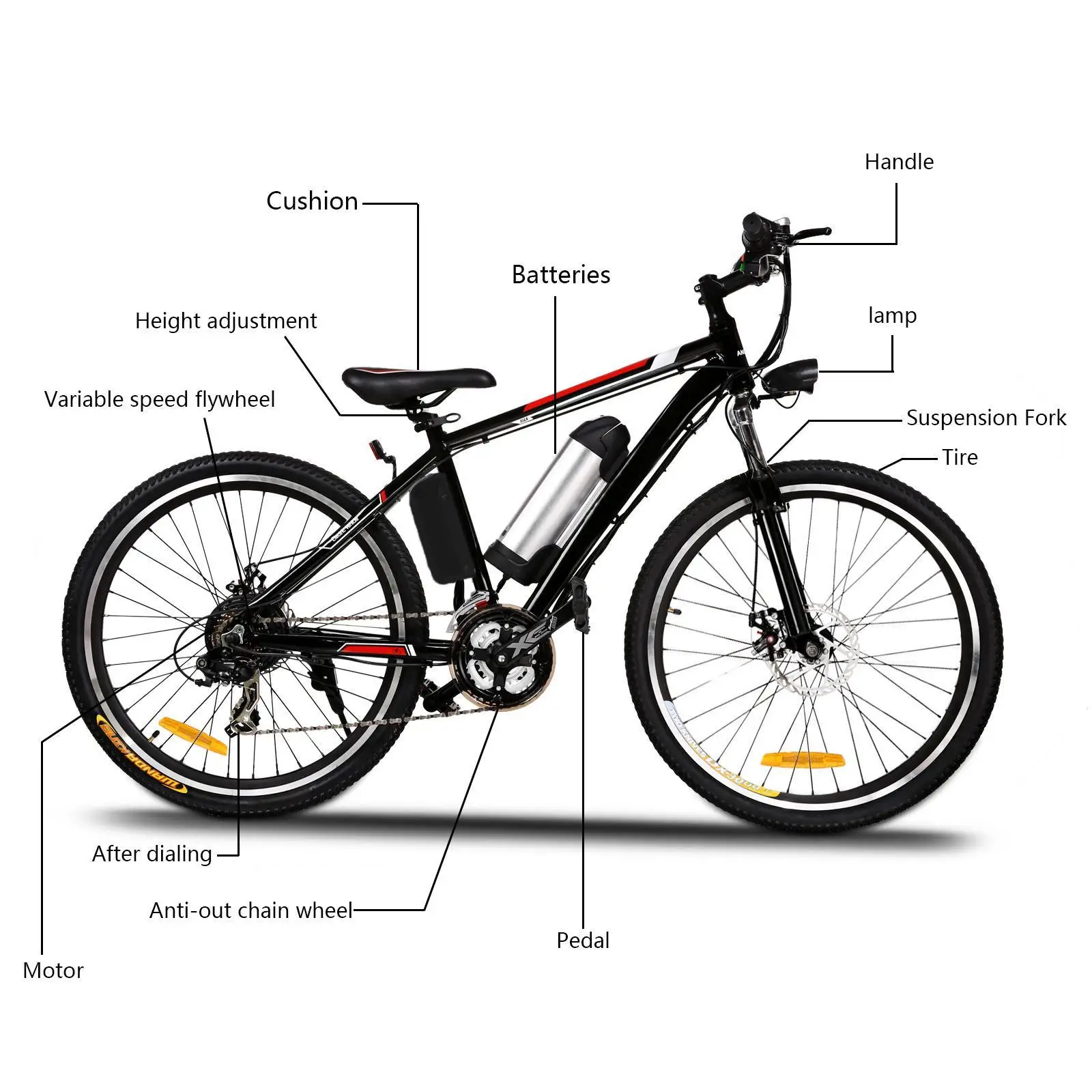 Мощный электрический велосипед горный 26 дюймов 250 Вт EBike 21 скоростной автомобиль