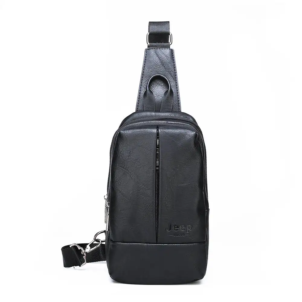 Only Bag-Black Мужская нагрудная повседневная сумка jeep buluo, оранжевая слинг-сумка для учебы, кожаная сумка, однолямочная заплечная сумка для студентов, все сезоны - Цвет: Only Bag-Black