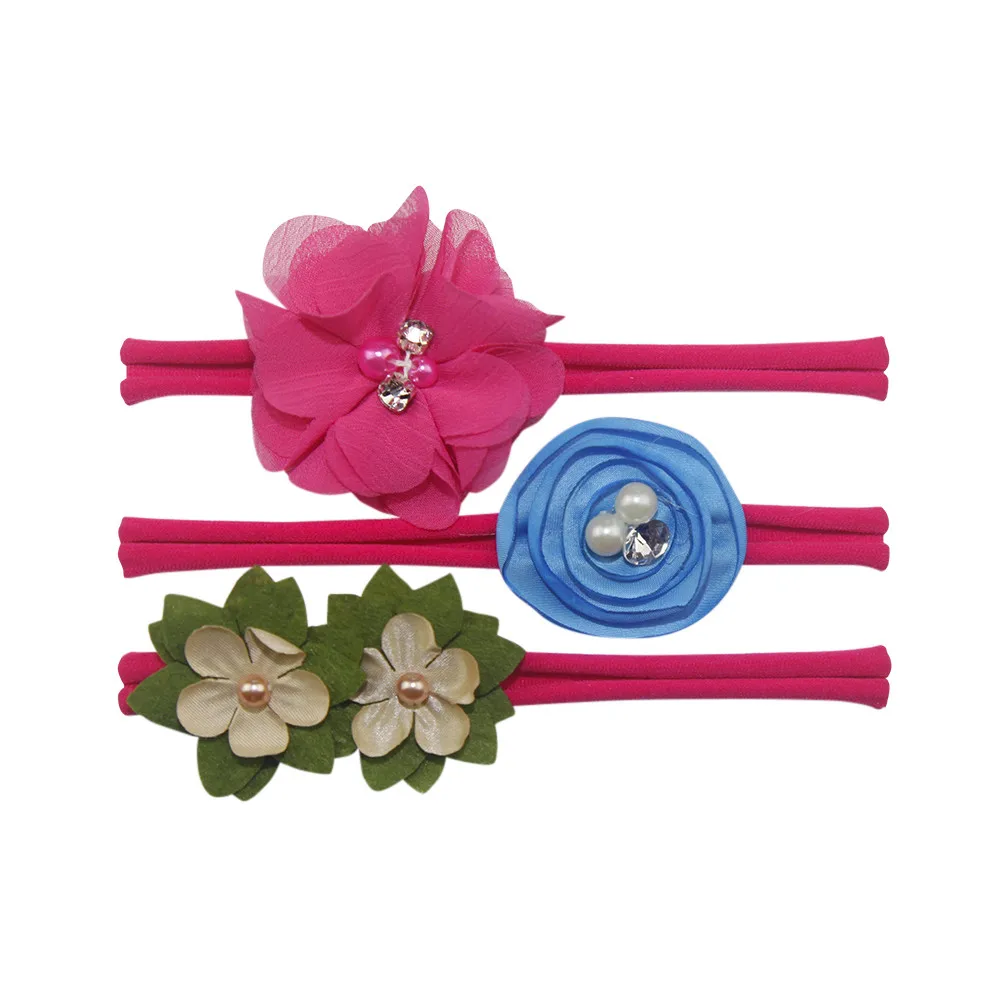 3 шт. ободки для девочек эластичные цветочные жемчужные детские украшения волос