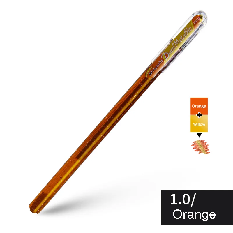 Pentel, двойные гибридные металлические ручки, сверкающие, жидкий гель, роликовый шар, художественный маркер, 1,0 мм, смелый, для черного цвета, украшение для открыток, рисунок - Цвет: K11O-range