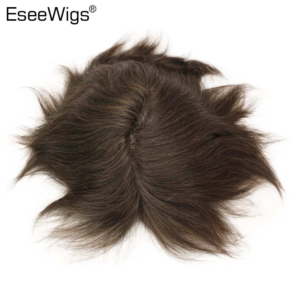 Eseewigs Для мужчин волосы накладки из искусственных волос полностью из искусственной кожи вокруг парики из натуральных волос для Для мужчин 10x8 прочный тонкий волос кожи Repace Для мужчин Европейская электрическая лебедка с Волосы remy