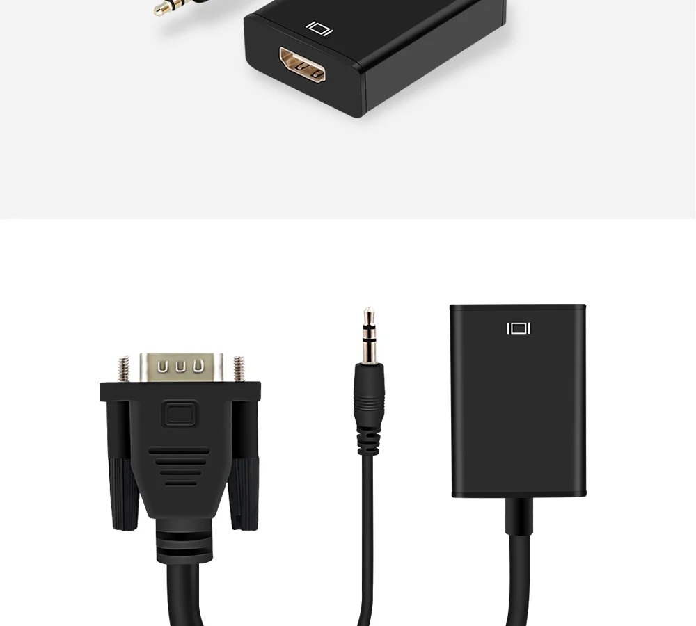 Преобразователь из VGA в HDMI 1080P с аудио AV конвертер HD ТВ Видео кабель VGA2HDMI адаптер для мужчин и женщин для ТВ ПК ноутбука