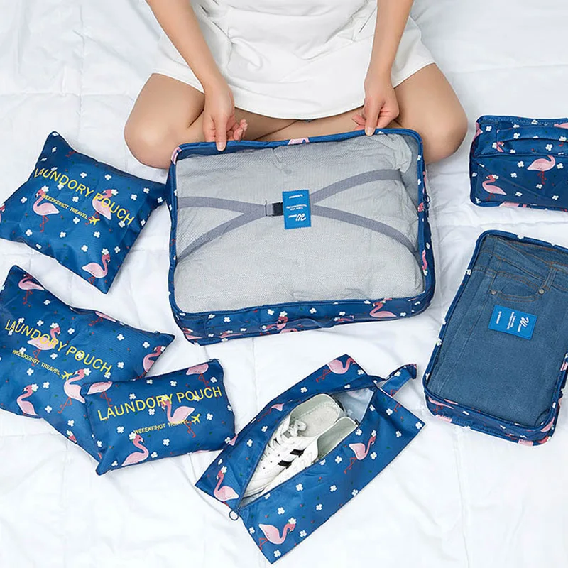 TLDGAGAS Unisex Portable Travel Storage 7 sets Bags Clothes Shoes Packing Organizers Cosmetic Toiletry Pouch Luggage Accessories