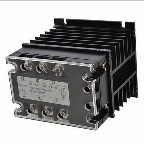 AC 40A 90 280VAC/380VAC 3 фазное твердотельное реле с черным радиатором| |