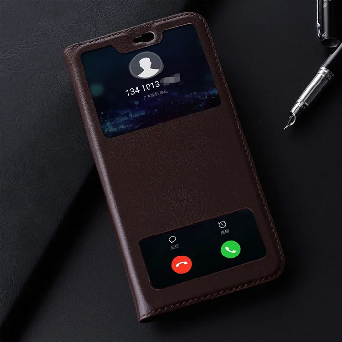 brown Чехол-книжка из натуральной кожи для huawei honor 10, чехол с окошком, задняя крышка 20 pro, чехлы для телефонов, роскошный фирменный дизайн - Цвет: brown