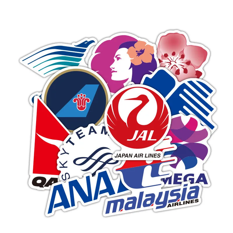 52 шт./лот авиакомпания авиация путешествия логотип разный стиль ПВХ наклейки