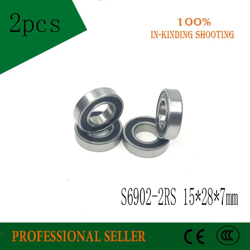 2 шт. шарикоподшипник с глубоким желобом из нержавеющей стали 440C 15x28x7 мм 6902 RS 61902 2RS