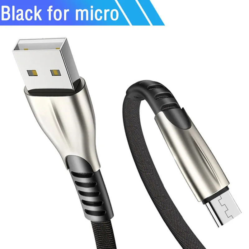 Black Микро Usb кабель для Android зарядное устройство через Micro Usb кабель Kablo для Xiaomi Redmi 7 7A примечание 6 4 Pro смартфон кабели 2 м 3 м 3 м - Цвет: Black
