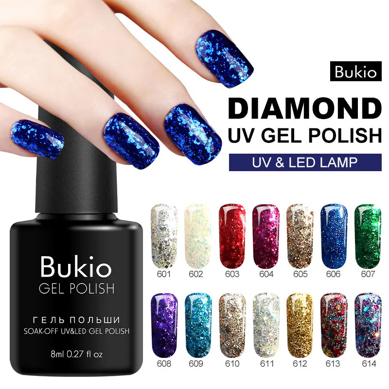 Гель лак для ногтей Bukio 3D Diamond Полупостоянный УФ дизайна 20 цветов|Гель ногтей| |