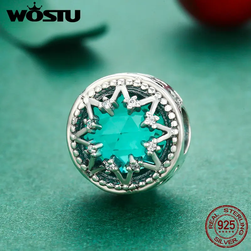WOSTU популярный браслет из стерлингового серебра 925 пробы с блестящими снежинками