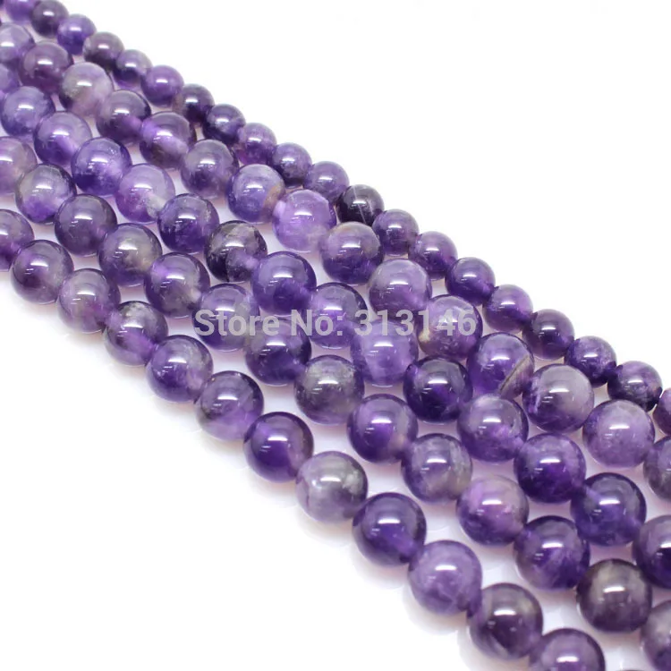 Amethyst Натуральный ассорти смешанный драгоценный камень круглые свободные нитяные каменные бусины для DIY ожерелье браслет Изготовление ювелирных изделий Размер на выбор 4 6 8 10 12 14 мм - Цвет: Amethyst