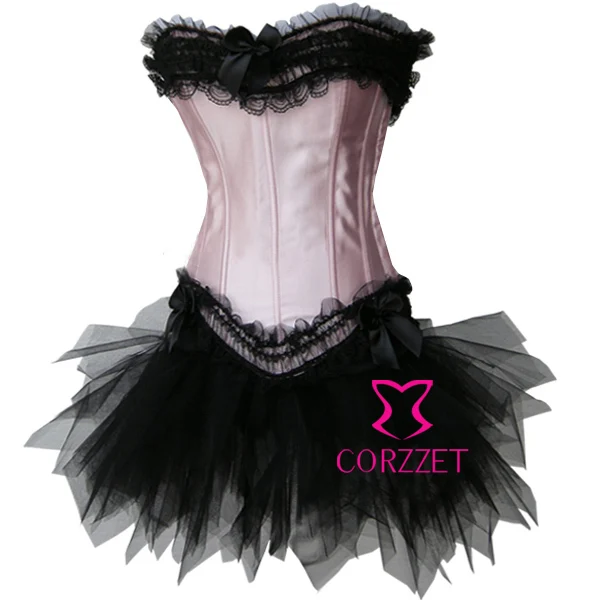 Атласный бурлесковый корсет для невесты с юбкой-пачкой кружевная отделка