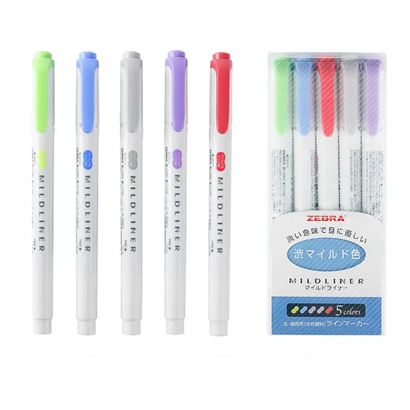 5 шт./компл. Зебра Mildliner вкладыш с двойной головкой маркер ручка крюк Ручка симпатичная арт маркером в наборе Зебра Mildliner японская Канцелярия