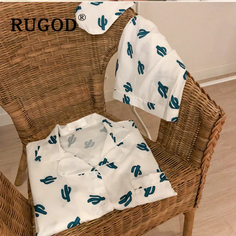 Пижама с коротким рукавом RUGOD Летняя Повседневная для девушек 3 шт. 2019|Комплекты