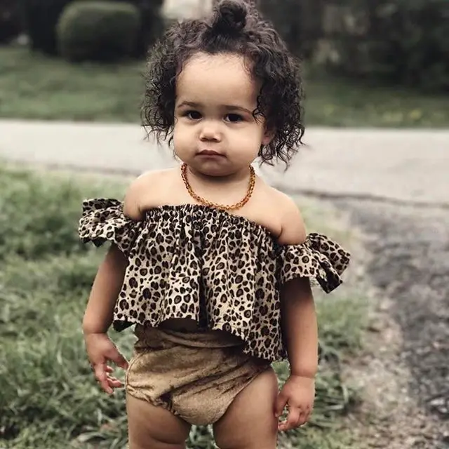 Одежда для малышей комплекты из 2 предметов с леопардовым принтом Топ открытыми