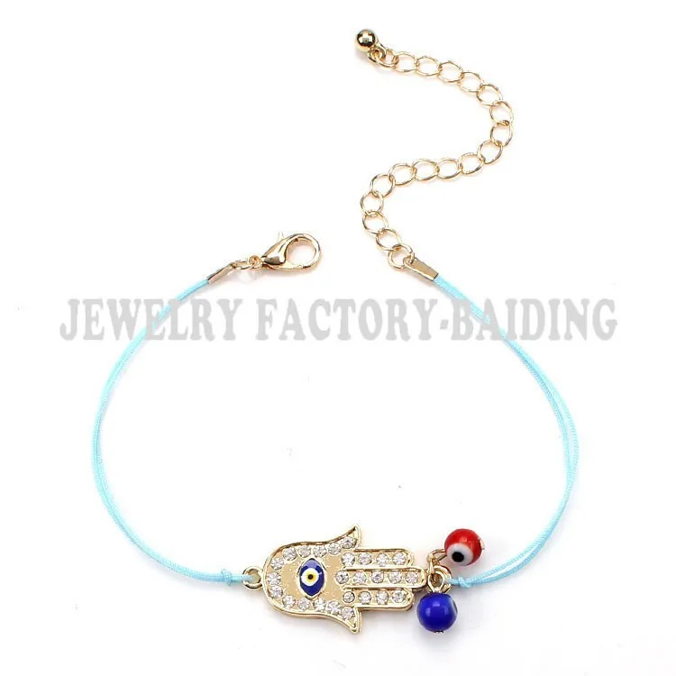 New arrival gold 5colors link chain braided rope string evil eye lucky charms fashion bracelets red blue bead for women | Украшения и
