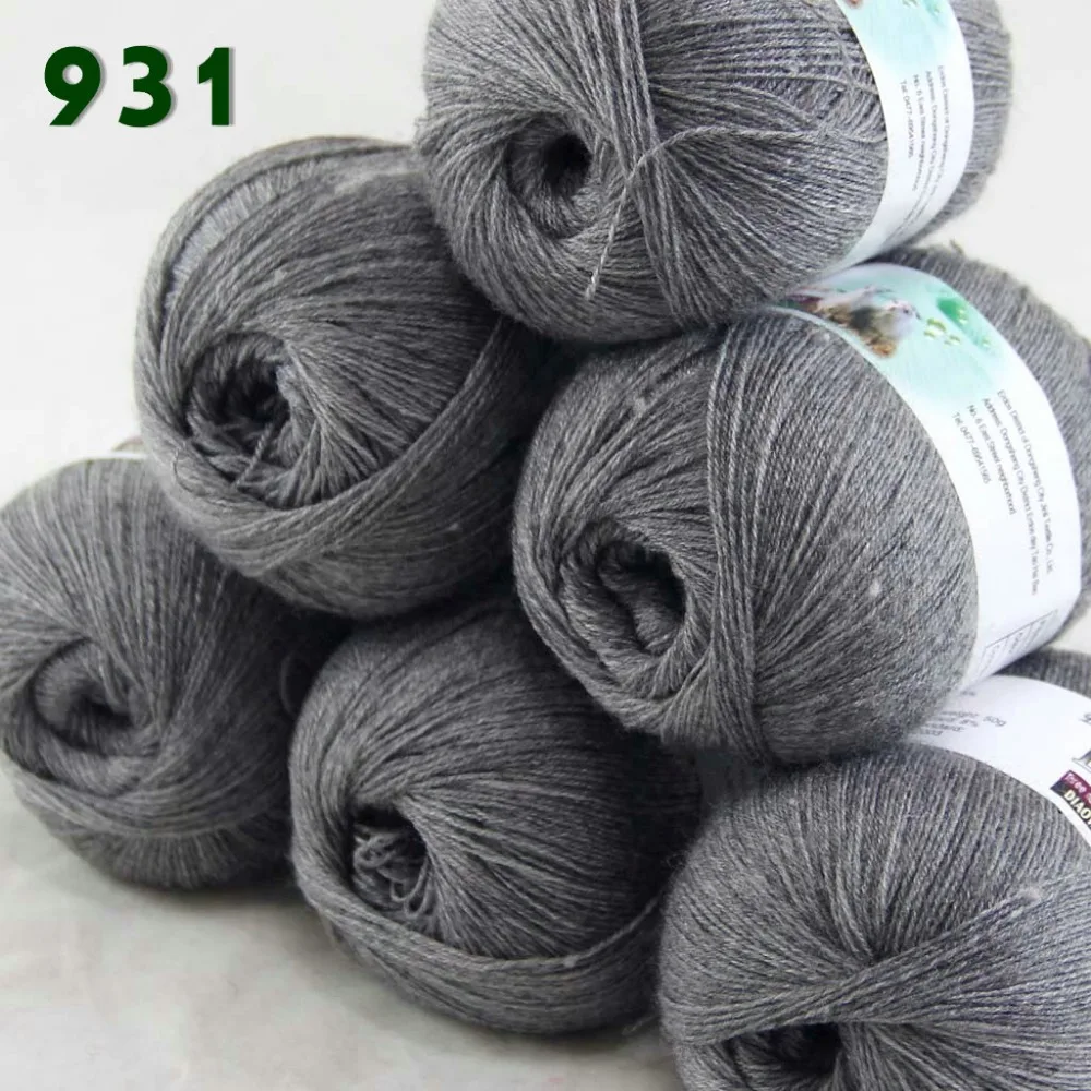 

Lot of 6 Skeins Fine Lace Soft Wool Acrylic Cashmere Yarn Knitting Dark Gray 931