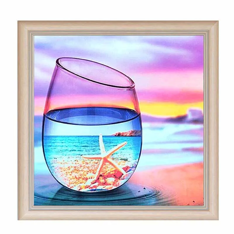 5d алмазная картина полностью круглое сверло пейзаж животных в чашке рукоделие