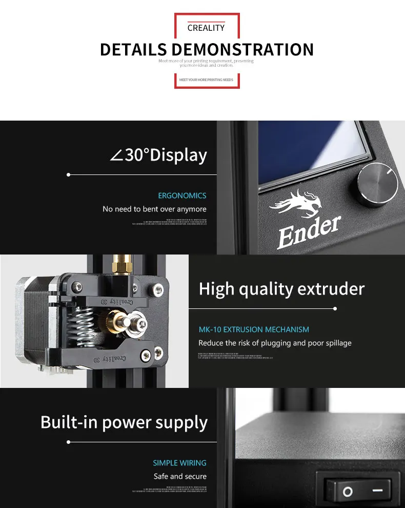 Простой Изысканный Портативный Ender5 3d принтер наборы Creality Встроенная Материнская
