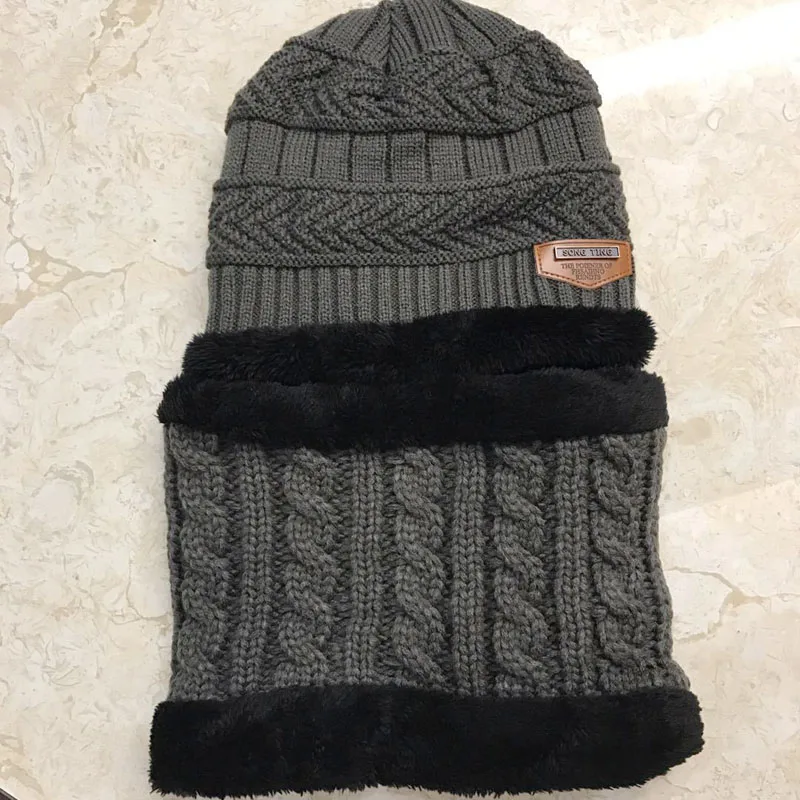 Baby Knitted Hat Scarf Winter Warm Children Kids Cap Beanies Circle Thicken Fleece Lining For 2-12 Years Boys Girls | Детская одежда и