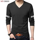 Мужская хлопковая футболка с длинным рукавом, Повседневная дышащая облегающая футболка с v-образным вырезом, большие размеры, лето 2019